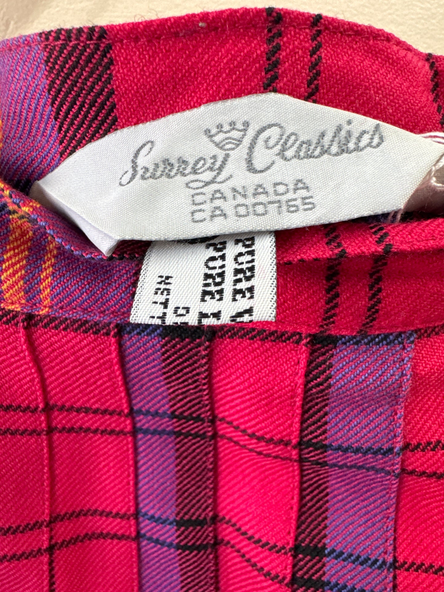 Jupe vintage en laine à carreaux Surrey Classics