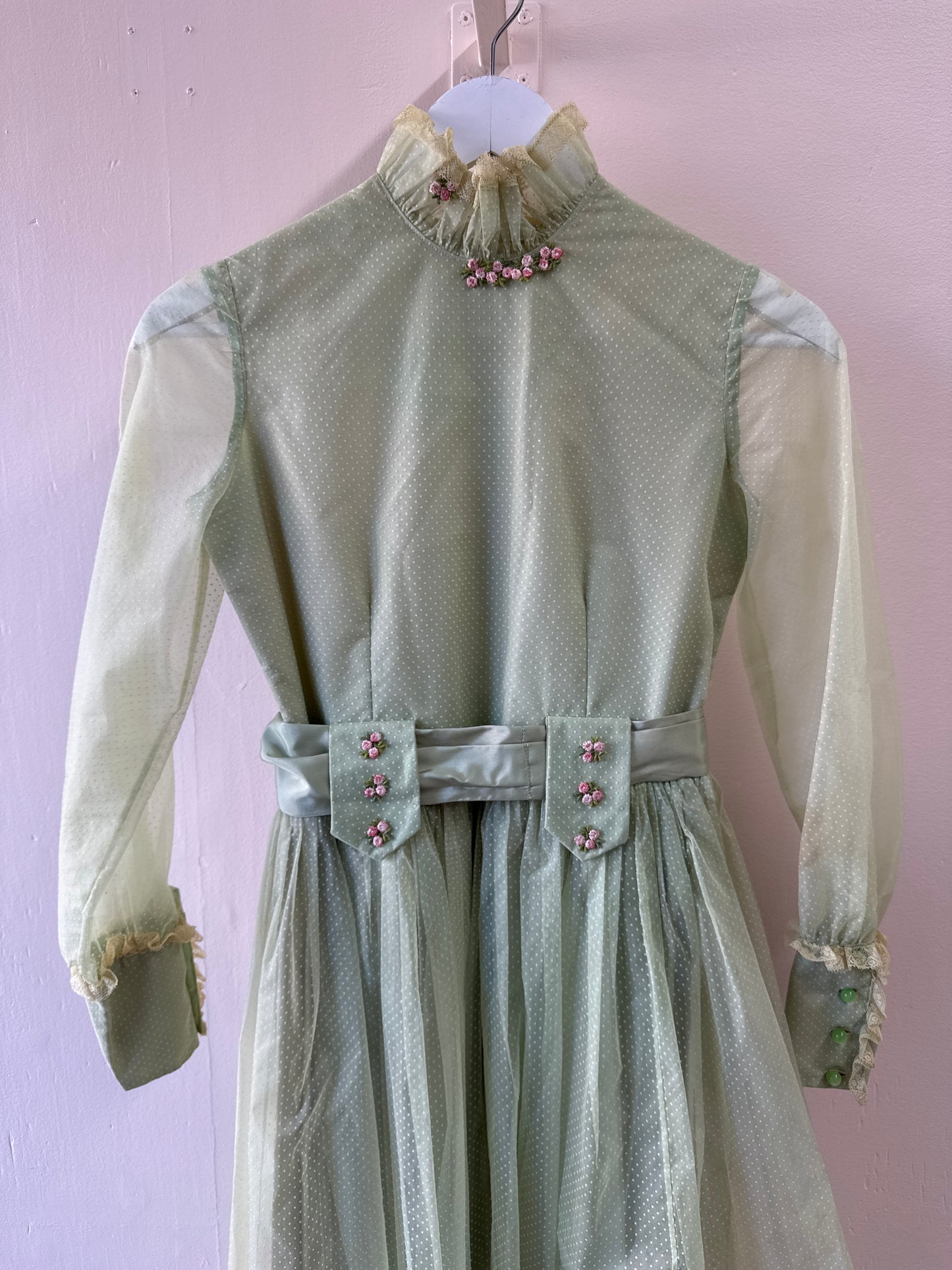 Longue robe vintage verte