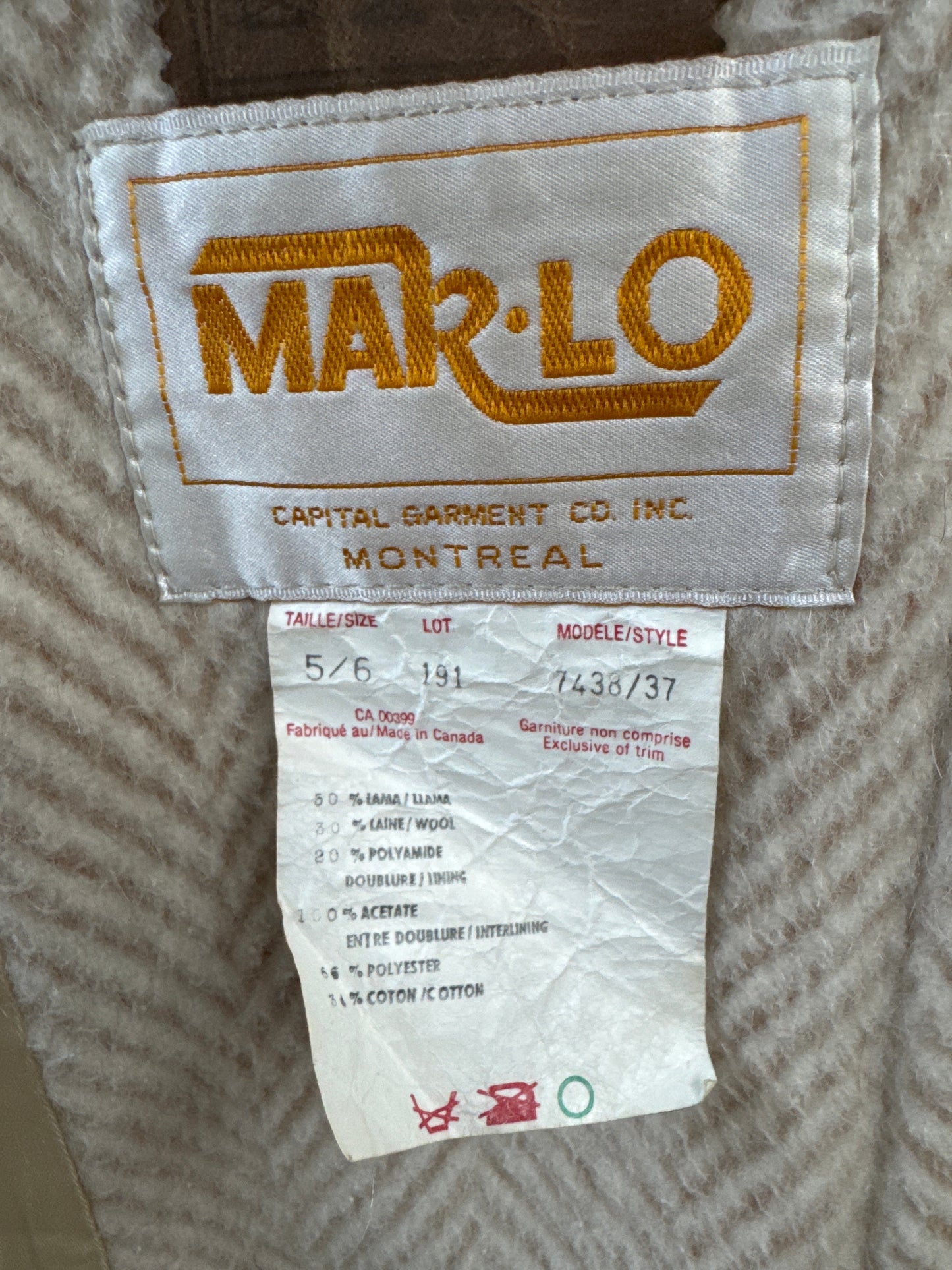 Marlo Vintage Llama Pea Coat