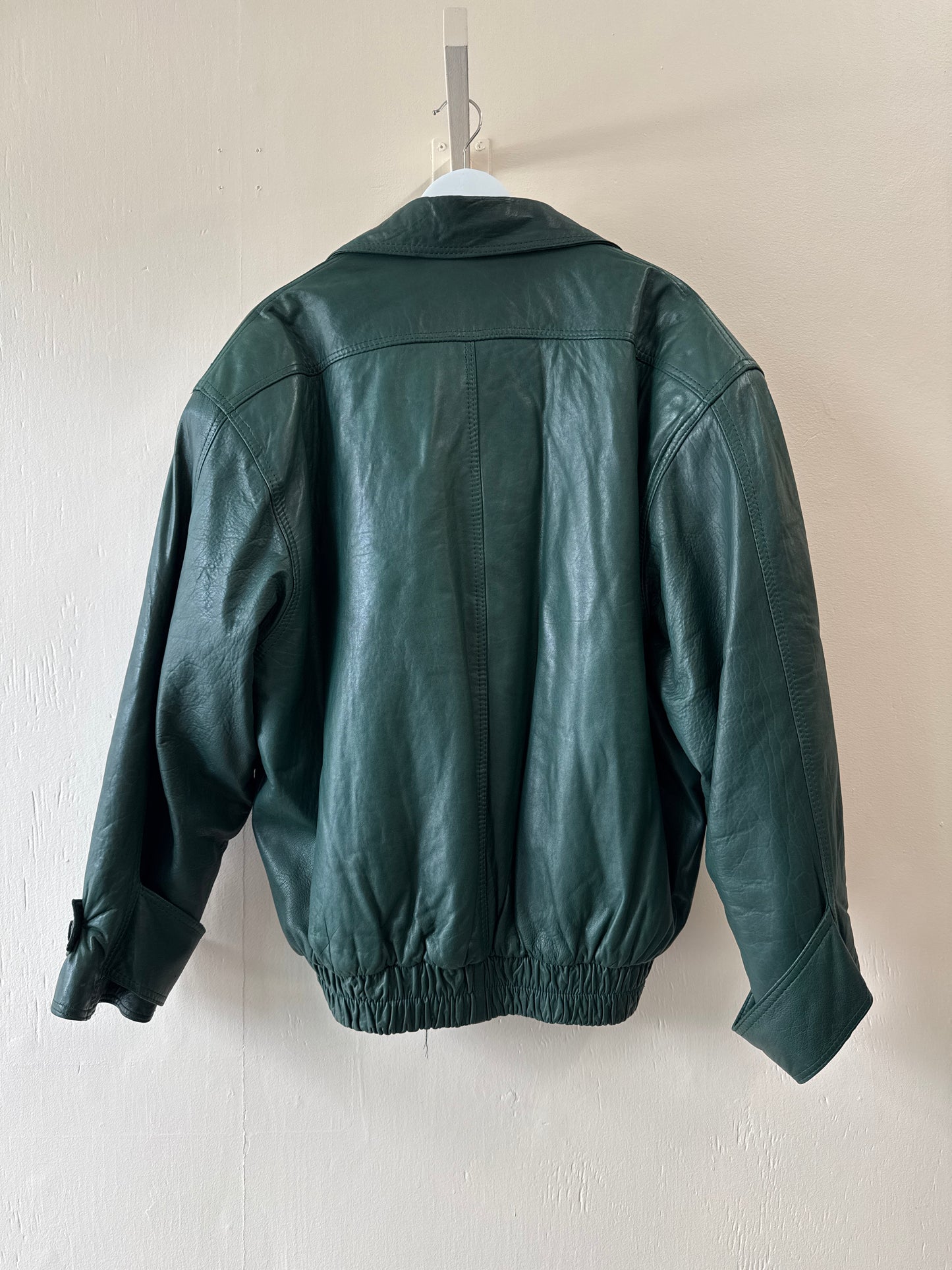 Veste en cuir vert Bilermain
