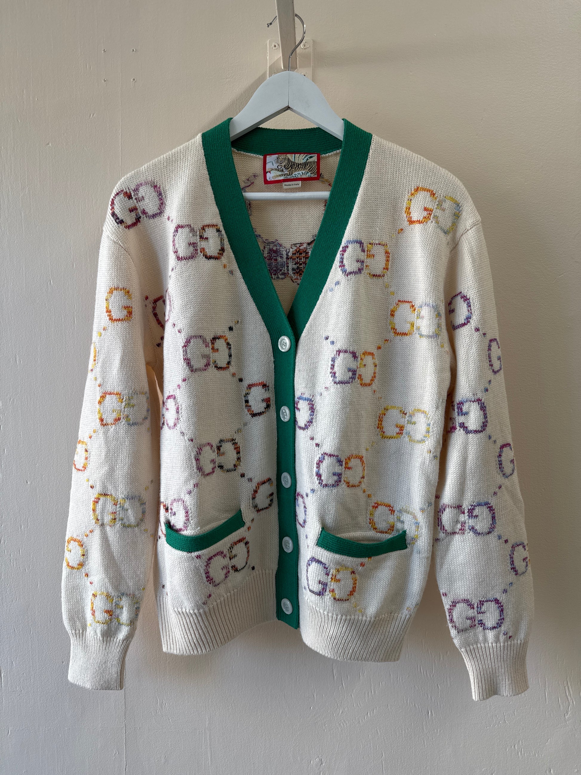 Second-Hand Gucci Wool Knit Embroidered Cardigan