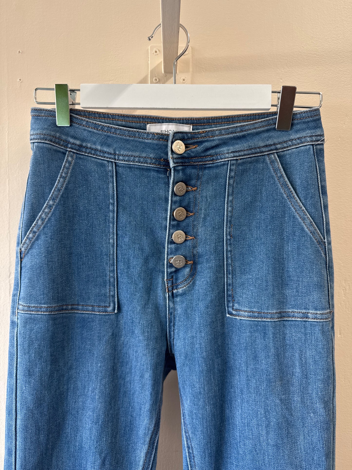 Jeans évasé taille haute extensible Rihoas
