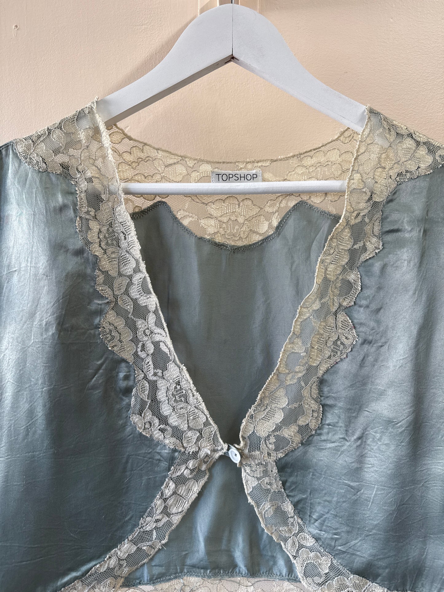 Blouse en satin et dentelle Topshop