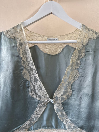 Blouse en satin et dentelle Topshop