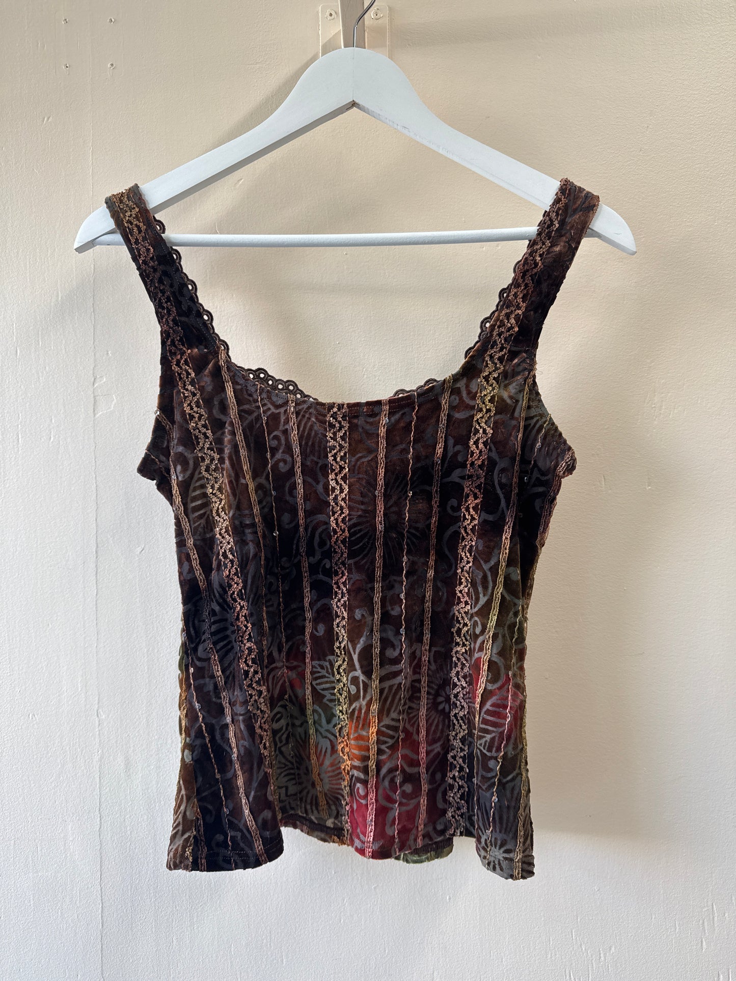 Camisole vintage Arianne en velours et dentelle