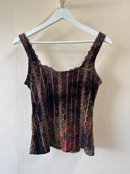 Camisole vintage Arianne en velours et dentelle
