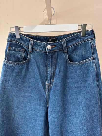 Jean taille haute en coton à jambe large Frank&Oak