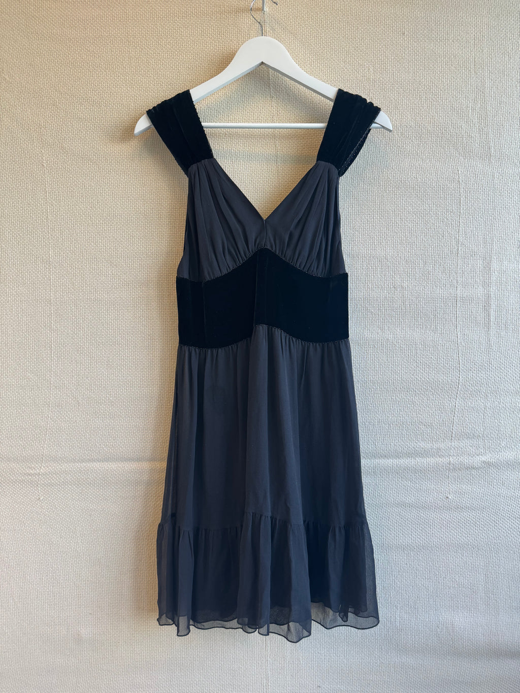 Satin slip dress velvet straps size S