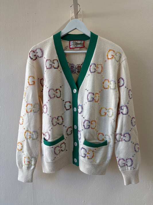 Second-Hand Gucci Wool Knit Embroidered Cardigan