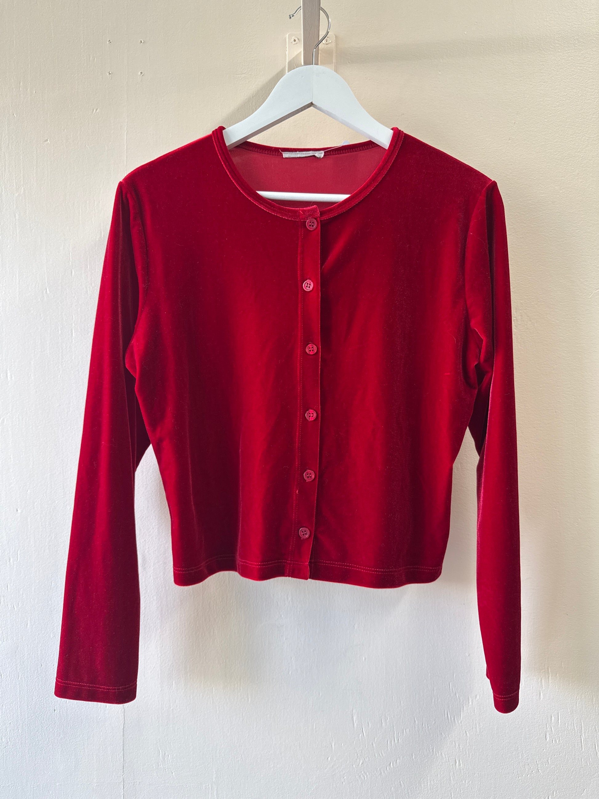 Second-Hand Red Velvet Cardigan