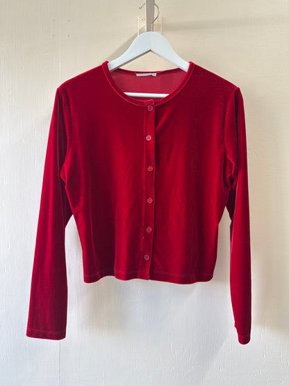 Second-Hand Red Velvet Cardigan