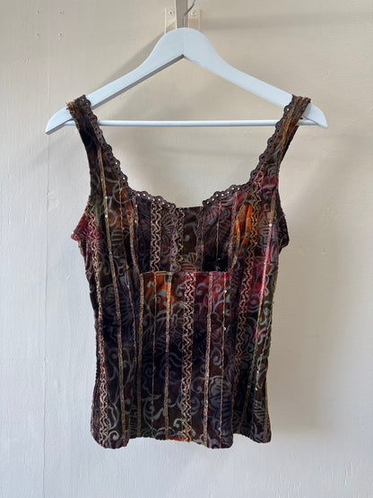Second-Hand Vintage Arianne Velvet and Lace Tank Top
