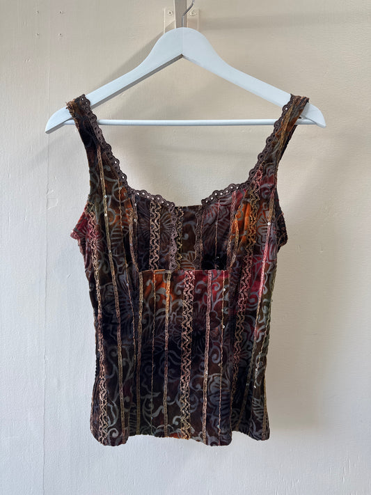 Second-Hand Vintage Arianne Velvet and Lace Tank Top