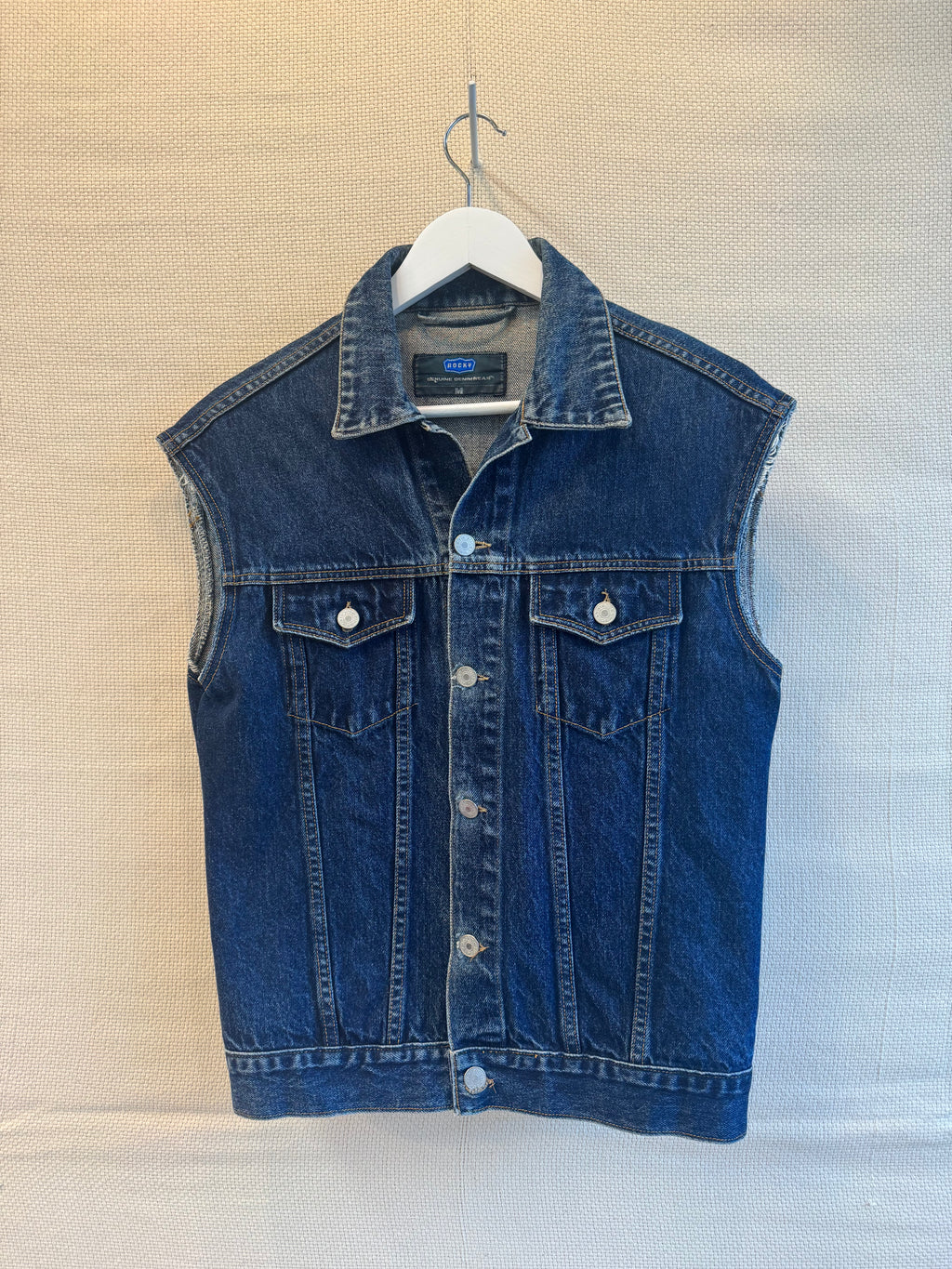 Denim vest cotton silver buttons size M