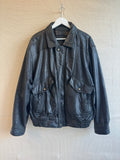 Vintage leather bomber jacket satin lining size X