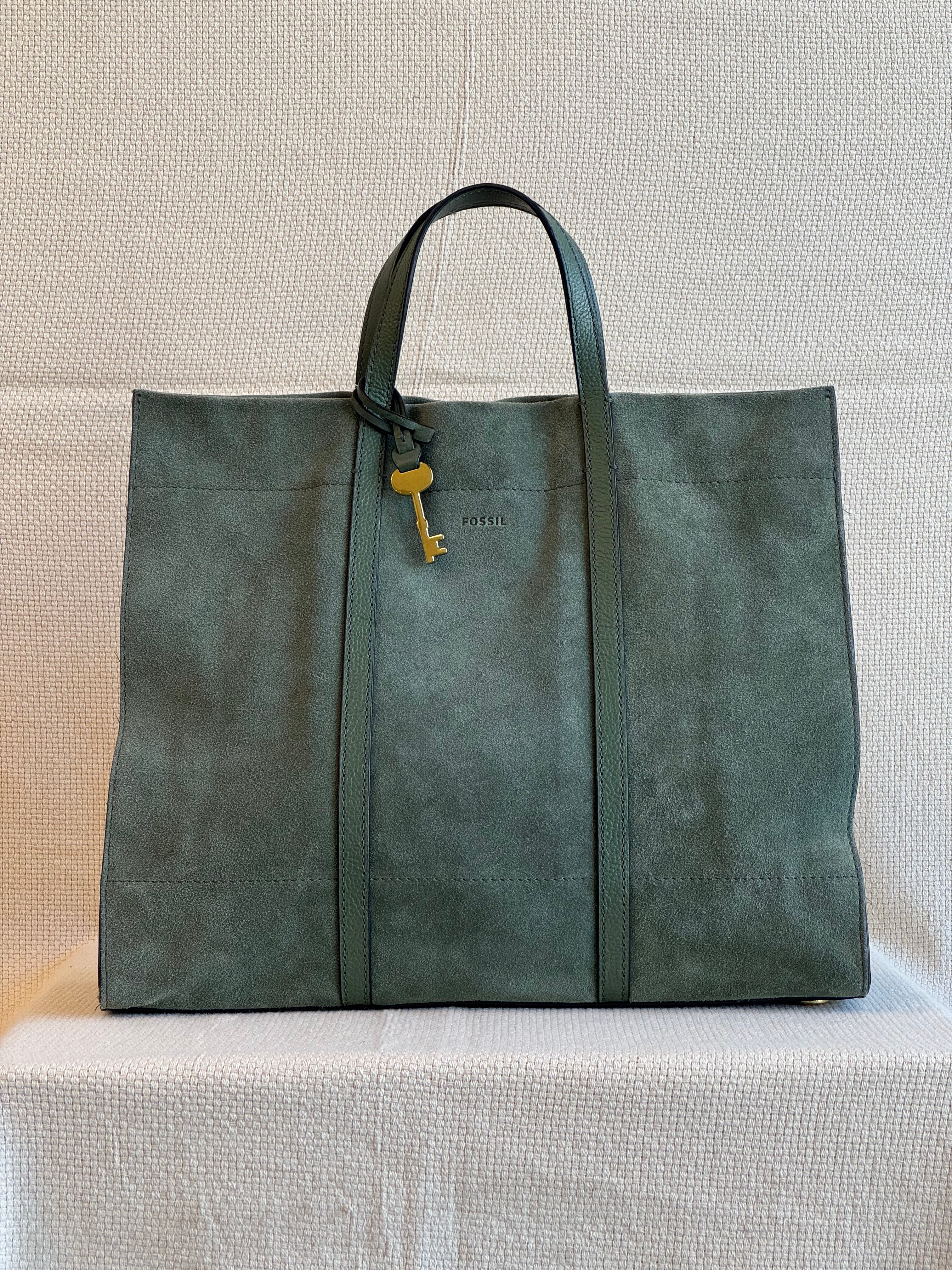 Fossil leather tote bag large