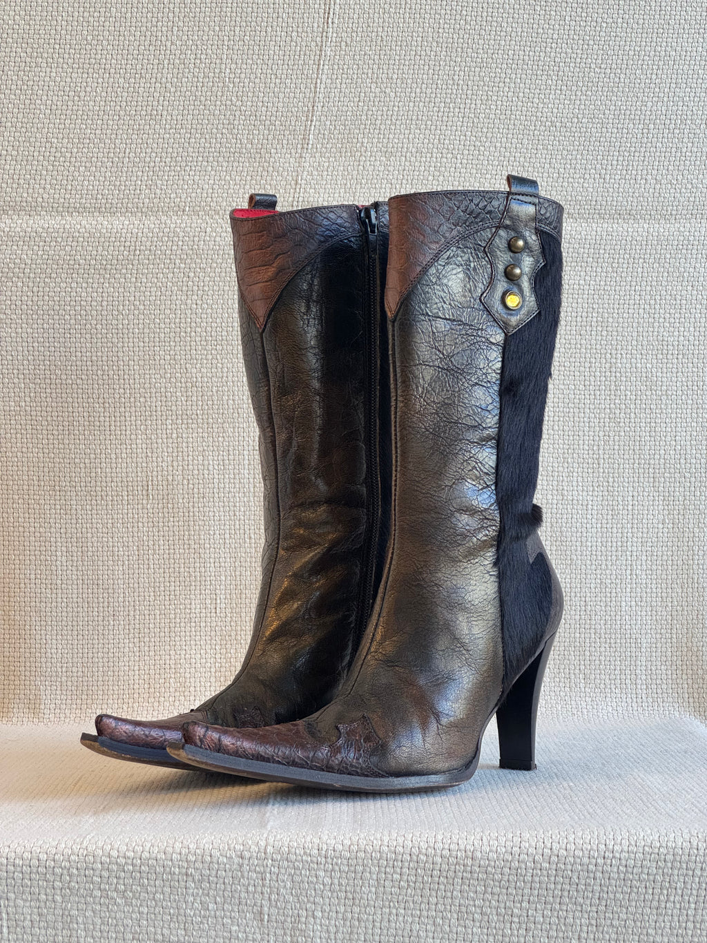 Mara leather fur boots size 7.5