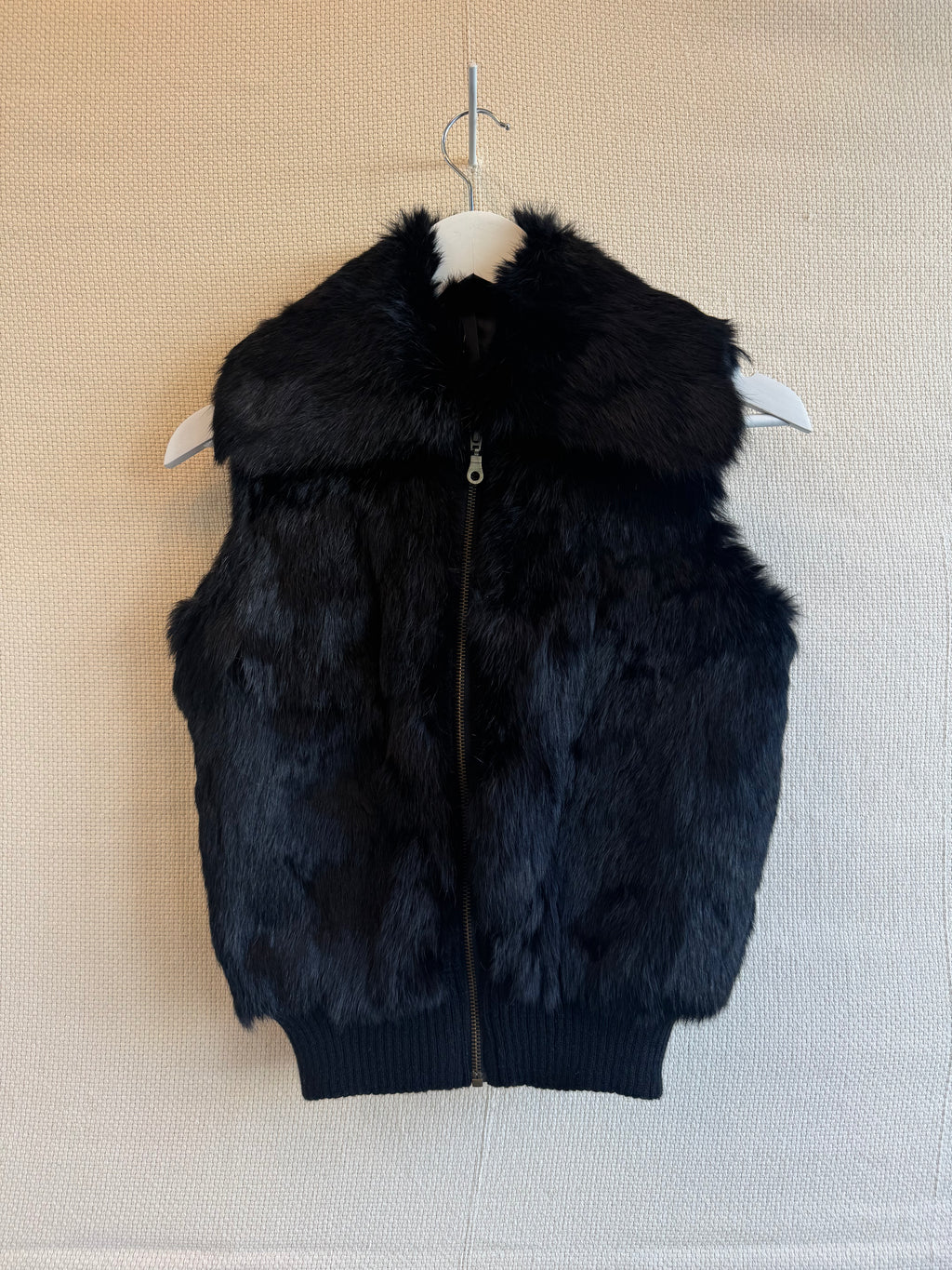 Black mink fur vest size XS