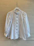 Puff sleeve blouse pearl buttons size S