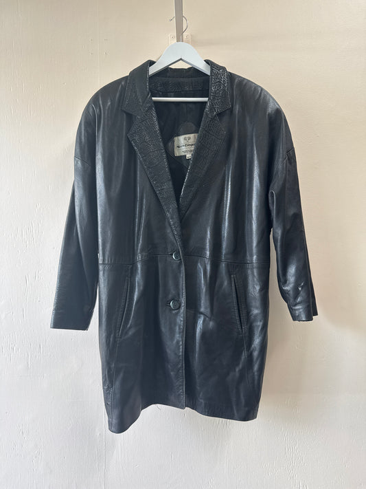 Mode Elegante Leather Vintage Coat