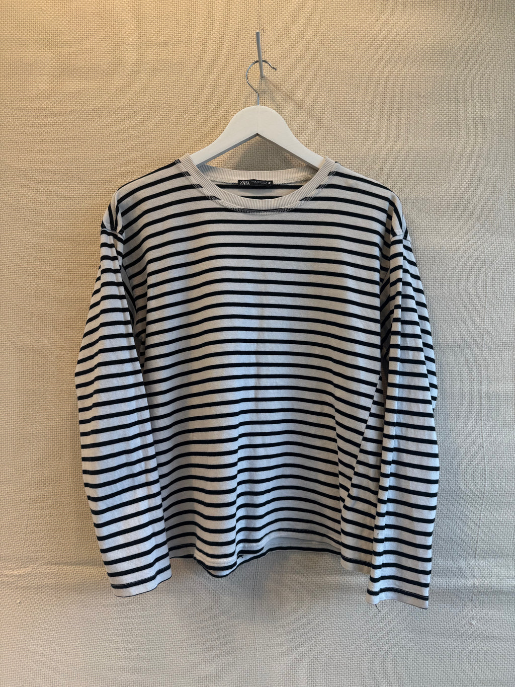 Zara striped cotton long sleeve shirt size M